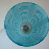 Lampe en bronze tulipe art déco bleue
