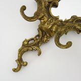 Pair of vintage bronze wall sconces with mirror and 2 candles. 1960s