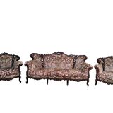 Divano et poltrone en style baroque piémontais en legno intagliato a mano e