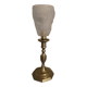 Lampe à poser pied bougeoir en laiton et tulipe Degué signée