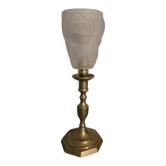 Tulip table lamp Degué signed on brass chandelier