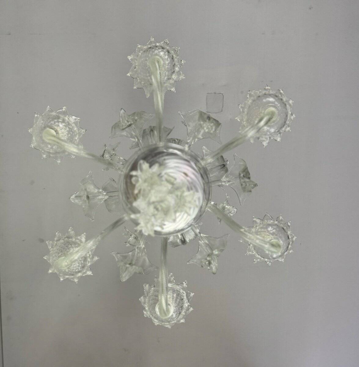 Venetian chandelier in colorless murano glass, 6 arms of light circa 1950