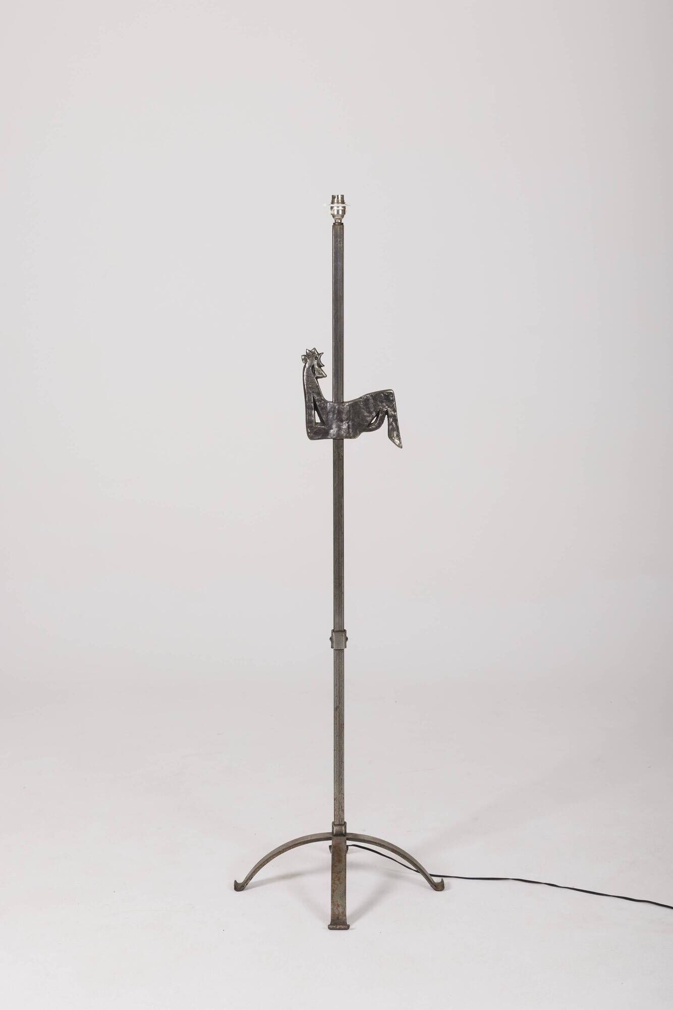 Floor lamp Rooster in beaten iron, 1950s, France