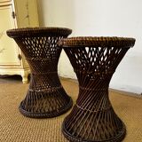 Stools "tam tam" in rattan / wicker