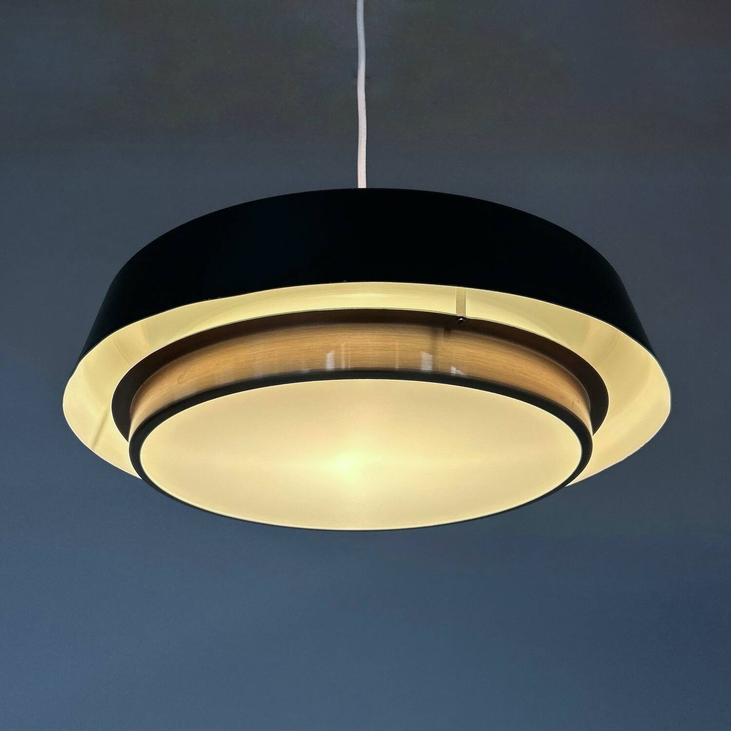 Metal pendant lamp by j.j.m. hoogervorst for anvia, 1960s | rare model