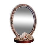 Oval mirror wood and vintage shells