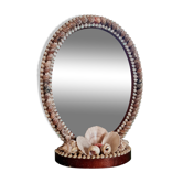 Miroir ovale bois et coquillages vintage