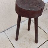 Vintage brutalist wooden stool