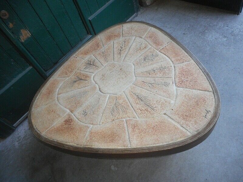 Coffee table signee Barrois faussile vintage