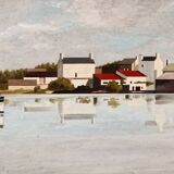 Oil on panel, fishing port, signed 0. Jacquelin