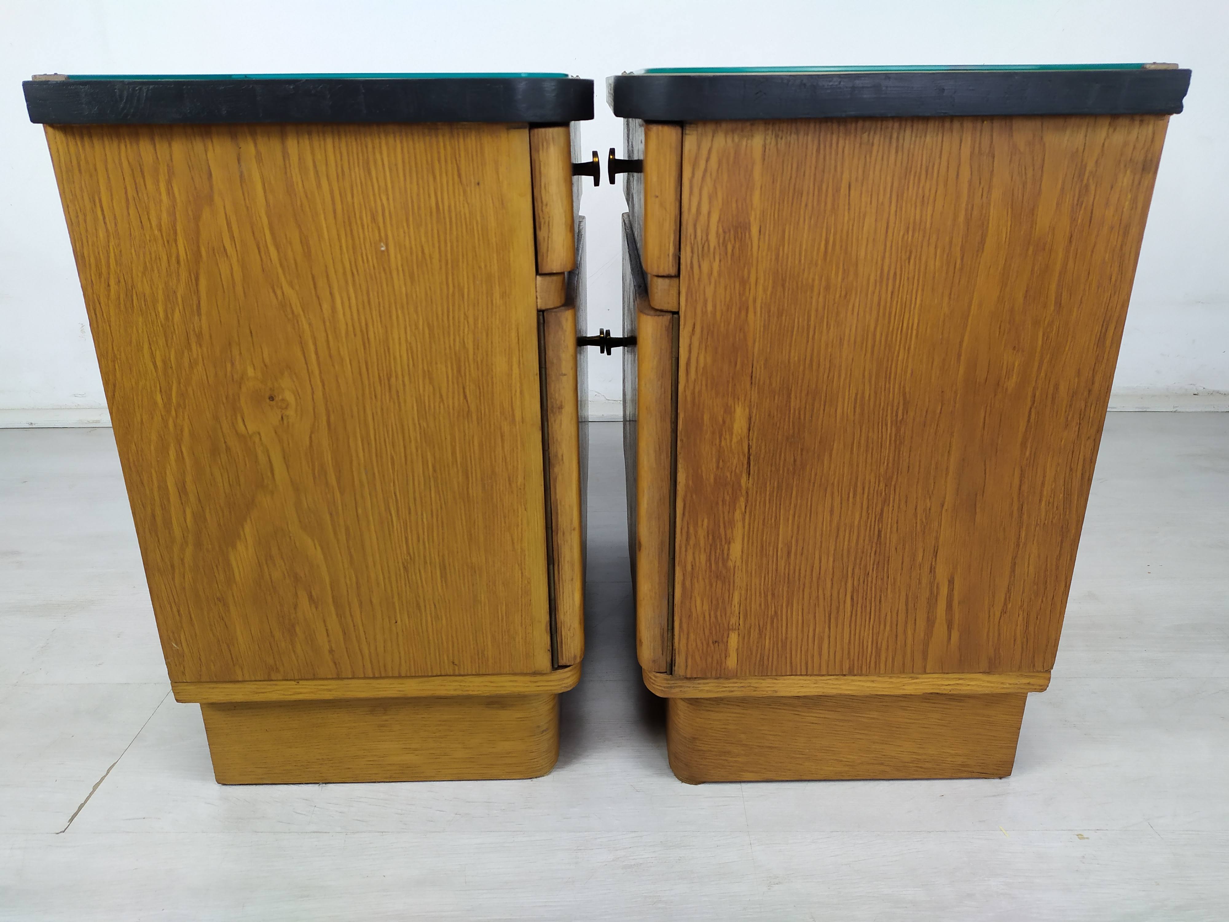 Pair of vintage oak bedside tables