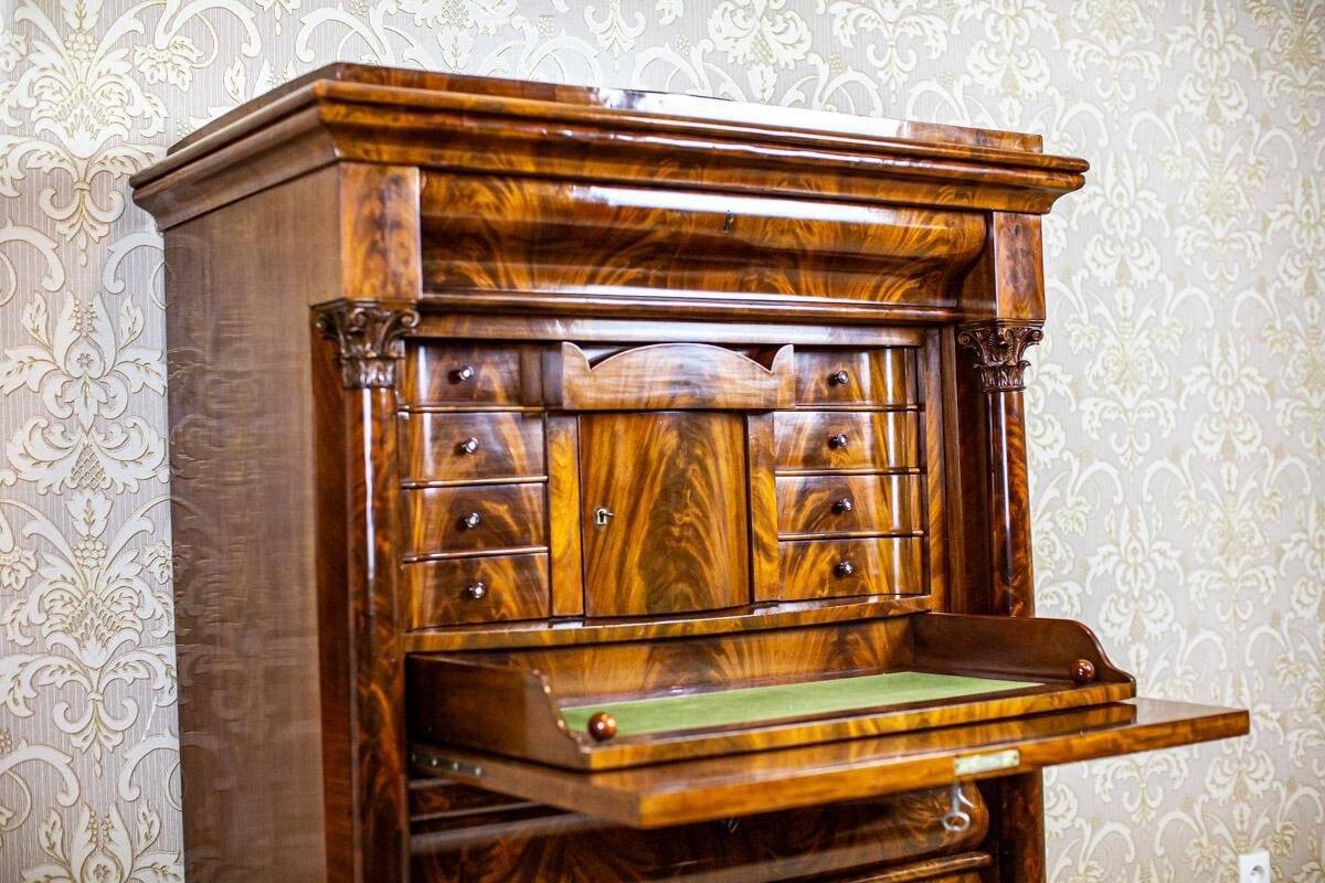 Antique Biedermeier Mahogany Secretary, 1850