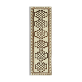 Tapis coureur beige oriental ancien fait à la main 100 cm x 323 cm