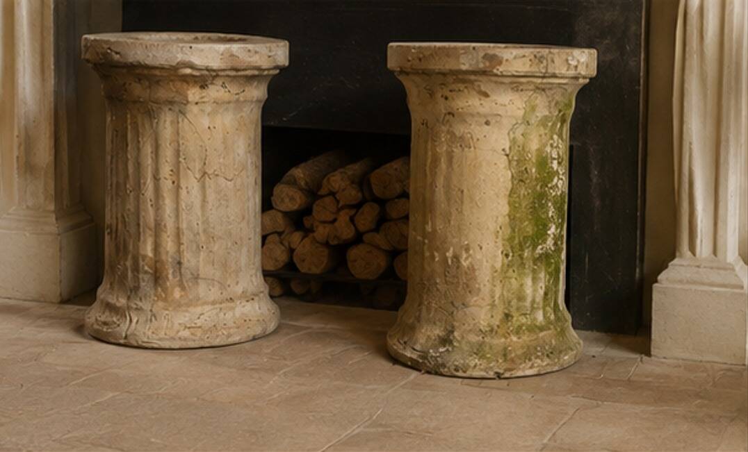 Antique Terracotta Pedestal Columns for Planters, 1950s–1960s