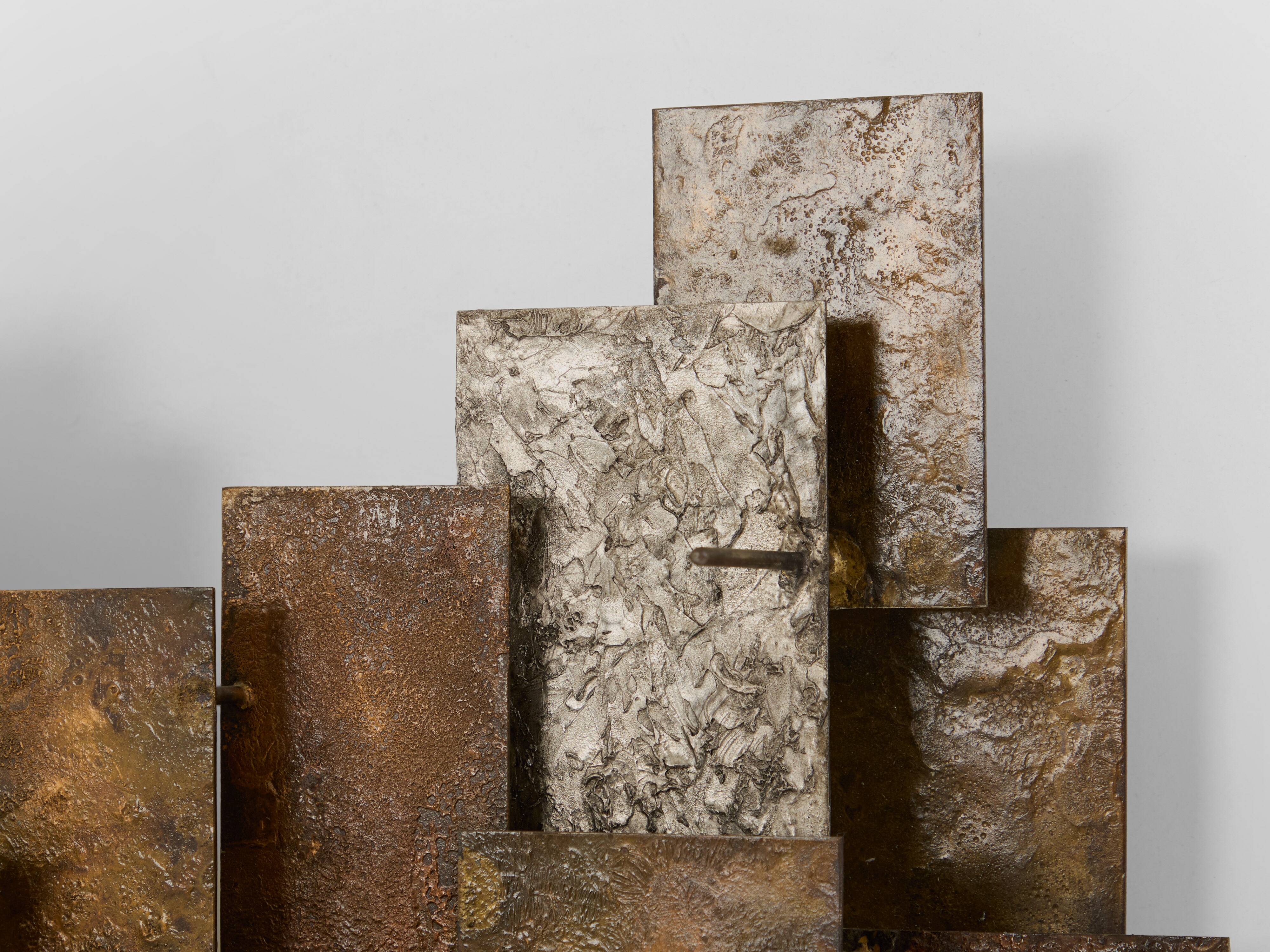 Auguste fix sculpture applique métal patiné vers 1970