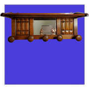 Wooden wall coat rack, 5 hooks, Art Deco style, 82 cm