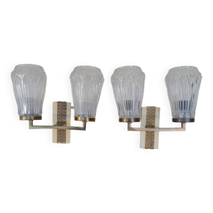 Paire d'appliques vintage - verre laiton