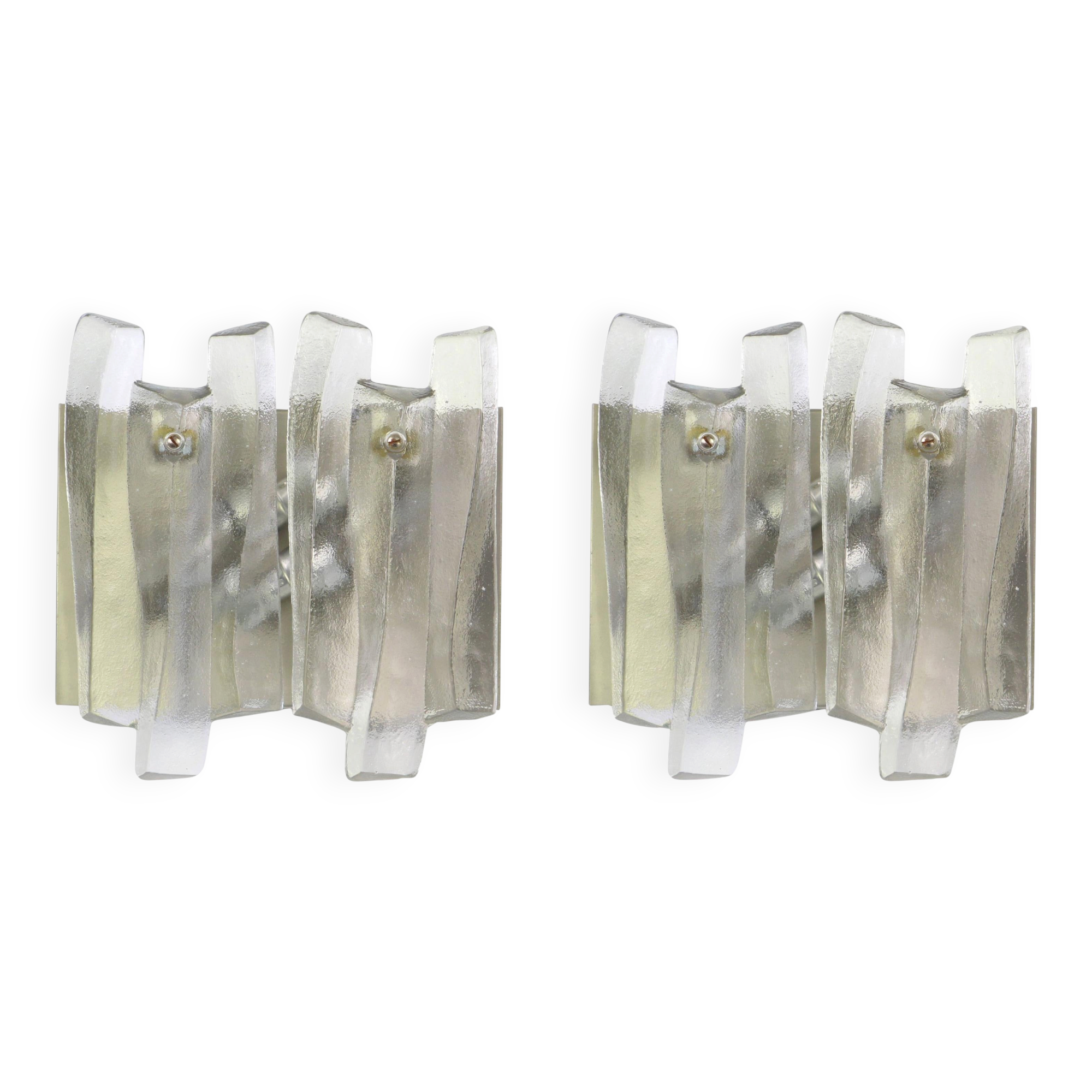 Pair of large Murano glass wall lights by Kalmar 'Fuente', Austria, 1960s.