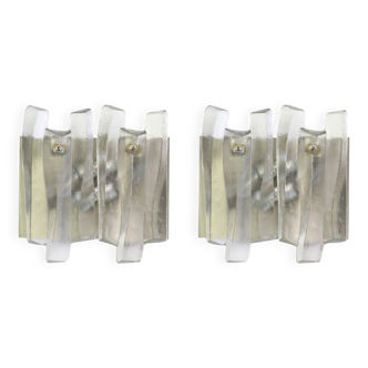Pair of large Murano glass wall lights by Kalmar 'Fuente', Austria, 1960s.