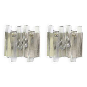 Pair of large Murano glass wall lights by Kalmar 'Fuente', Austria, 1960s.