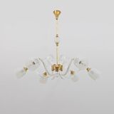 Lustre Art Déco en verre de Murano et laiton italien Ercole Barovier, années 1935