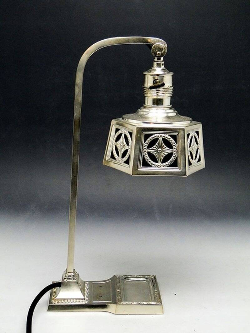 Art Nouveau silver-plated desk lamp, early 20th century