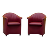 Fauteuil à roulettes en cuir rouge, maison de sede. (prix pour un)