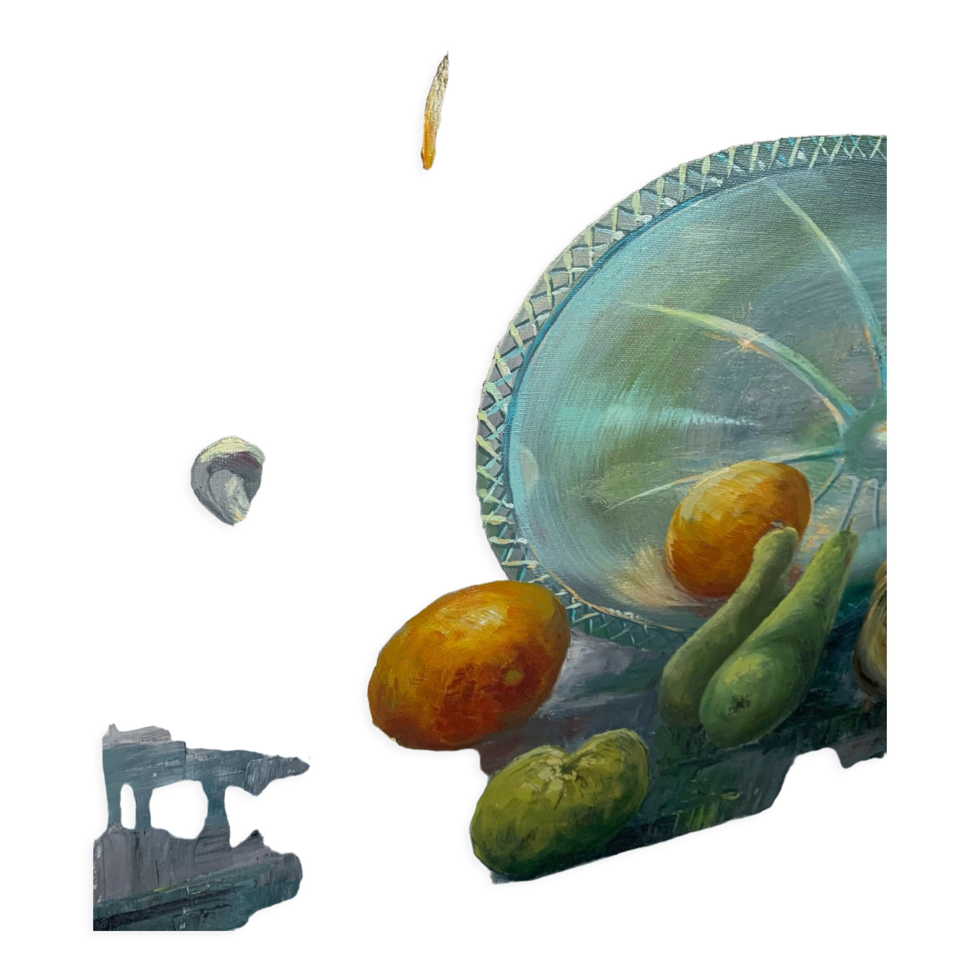 Still life painting with fruit, signed