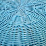 Pair of vintage blue and orange Ikea poufs, 80s