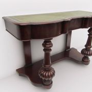 Mahogany and green leather console, 1860-70