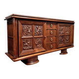 Charles Dudouyt style design: solid oak sideboard circa 1940