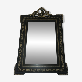 Miroir Louis XV en bois noirci 50x90cm