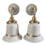 Pair of white opaline wall lights