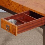 Table à jeu en loupe de bois par Guy Lefevre pour Maison Jansen, 1970