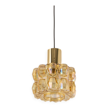 Large amber glass pendant by Limburg, Germany, 1970s.