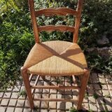 Old farm chair in wood and straw, Normandy