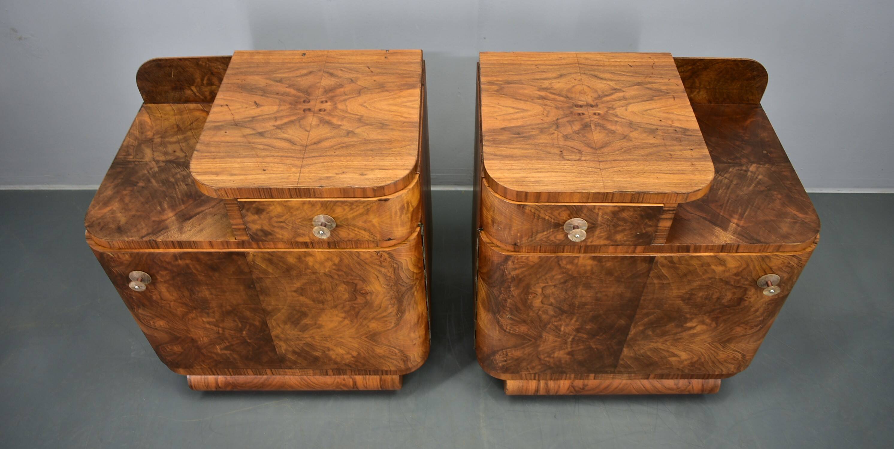 1935s Pair of Art Deco Bedside Tables, Czechoslovakia