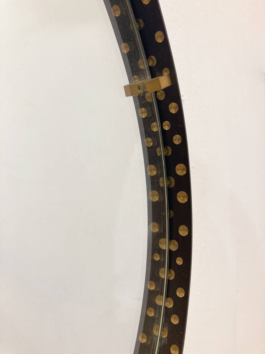 Mid-Century Modern Brass and Steel Drop-Shaped Mirror, Italy, 1970s