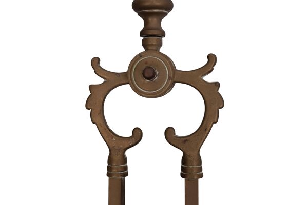 Outils de cheminée en laiton, 19ème siècle