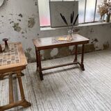 Set de deux tables bistrot en noyer et carrelage 1890