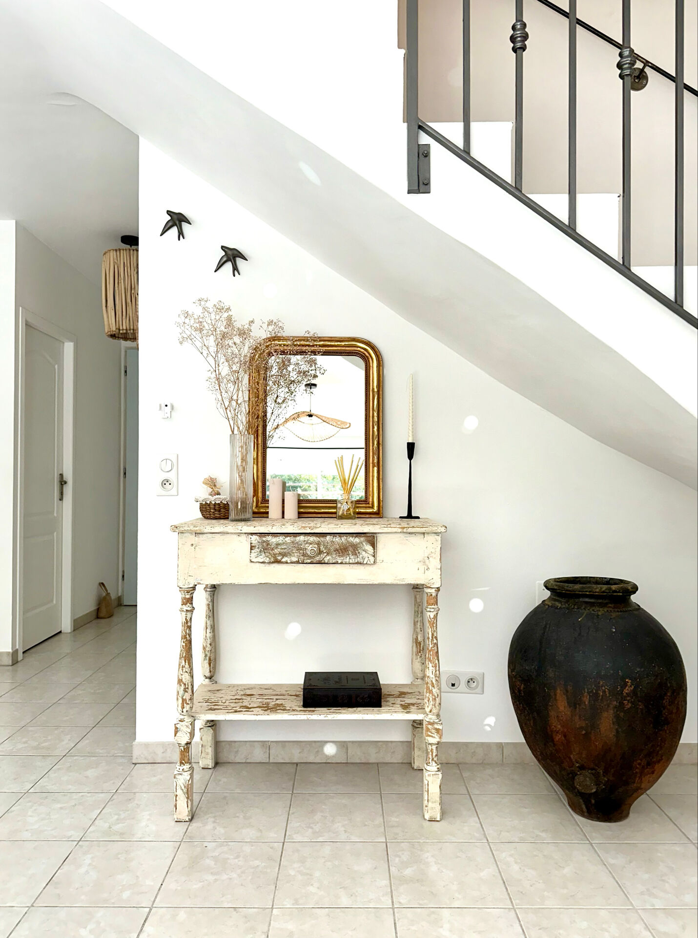 Patinated wooden work table