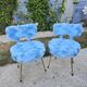 paire de chaises Pelfran fausse fourrure bleue - vintage