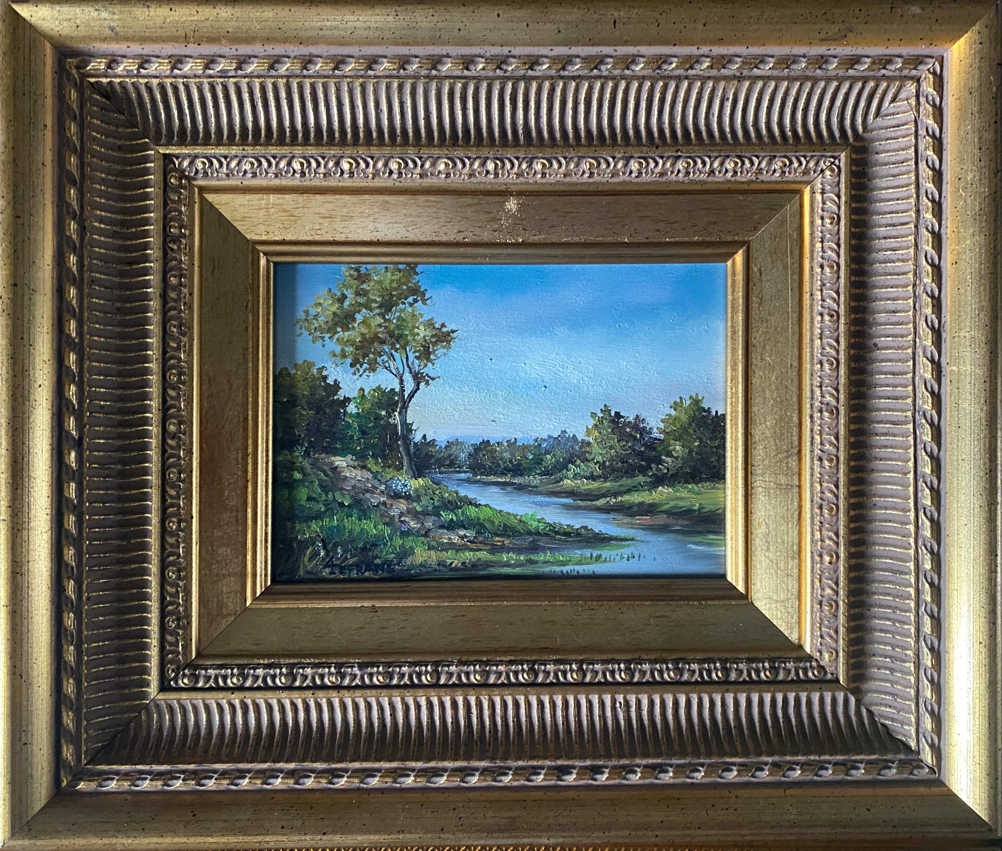 Paintings during HSP "Animated landscapes / river" signed Lefranc + frame XX°