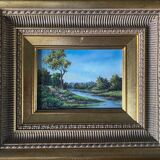 Paintings during HSP "Animated landscapes / river" signed Lefranc + frame XX°