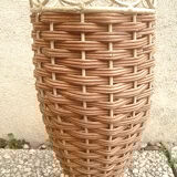 Vintage metal and wicker vase