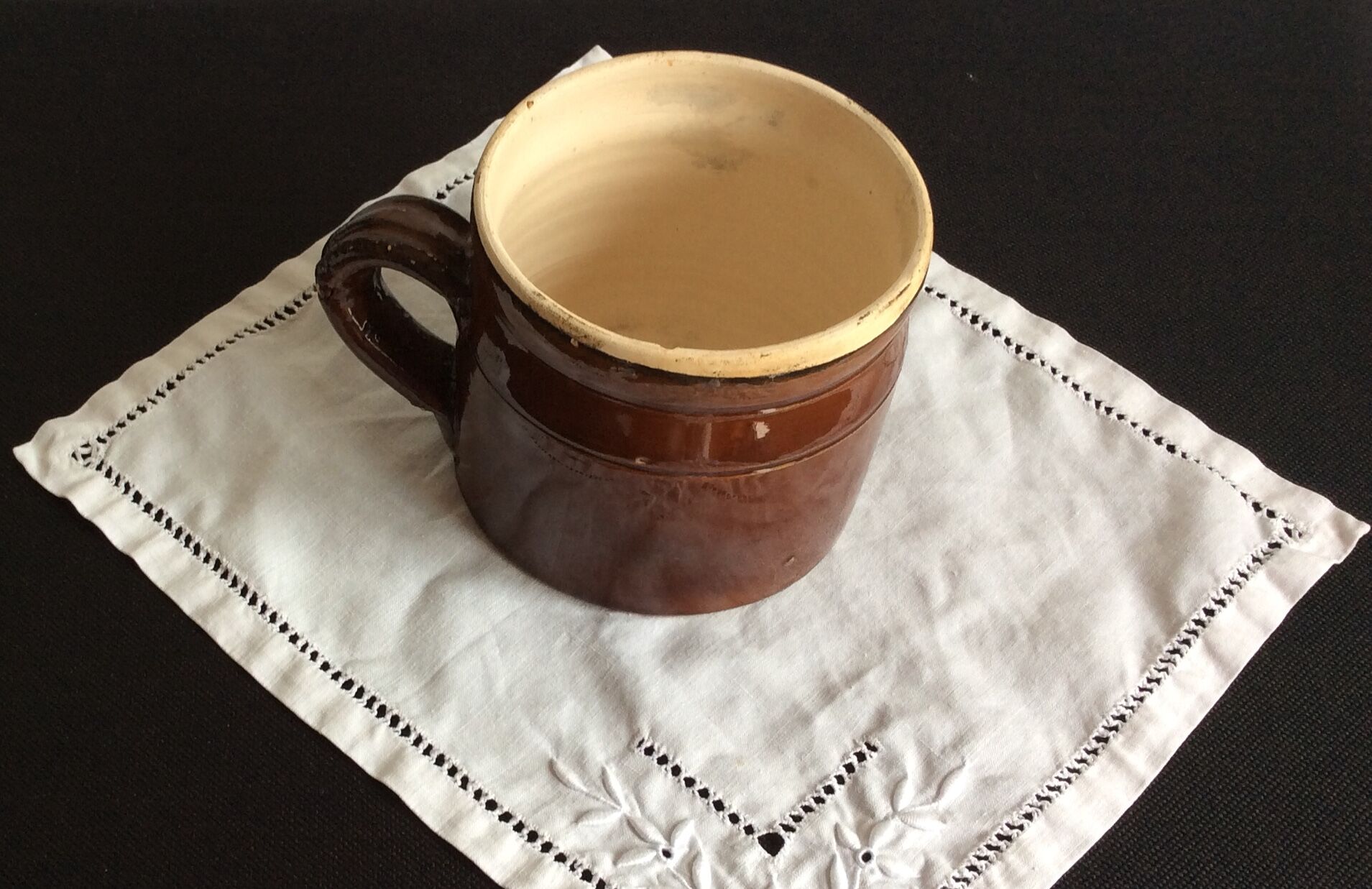 Old glazed creamer brown