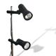 Mid century modern black metal floor lamp with 2 spot lights