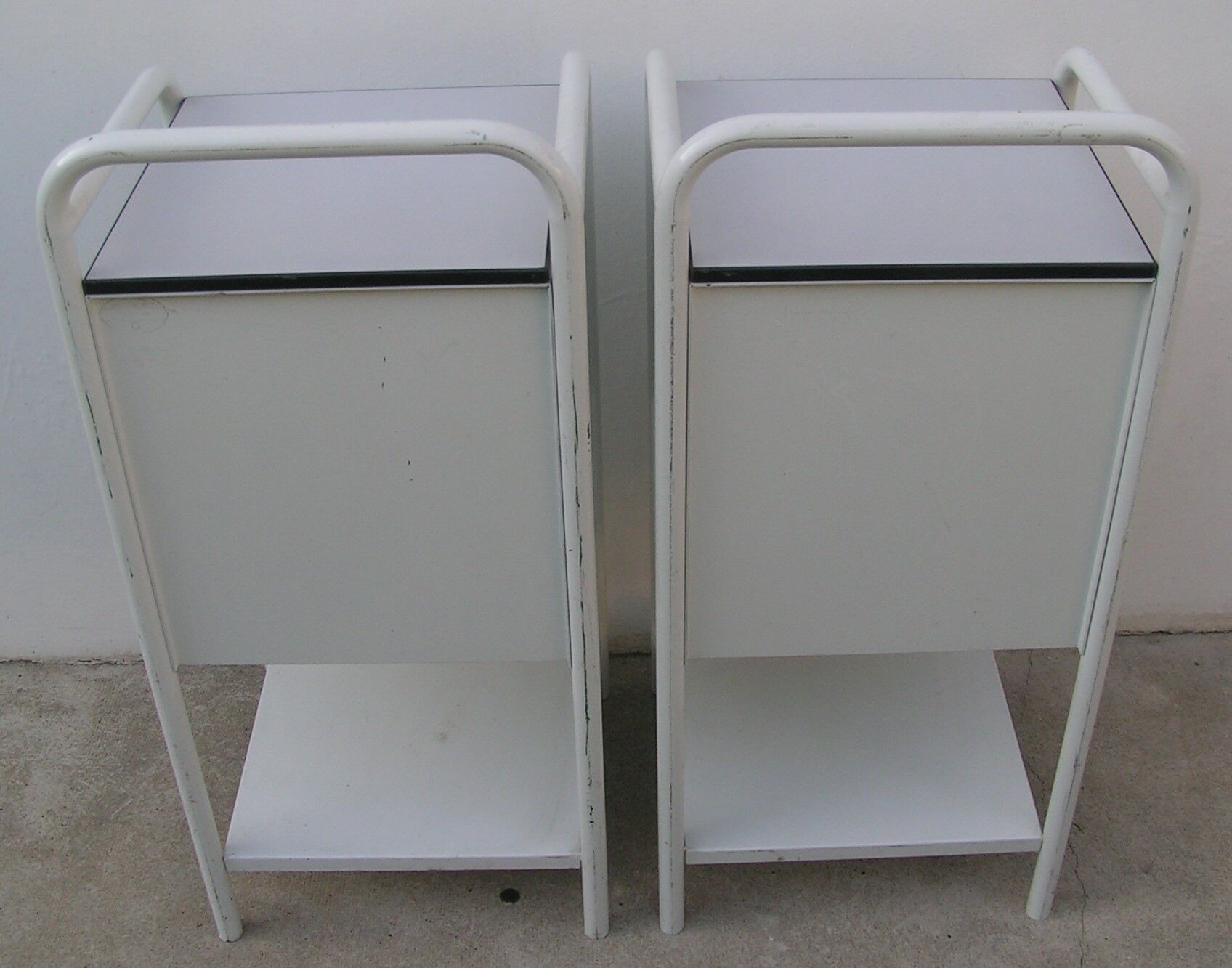 Pair metal nightstands  70s