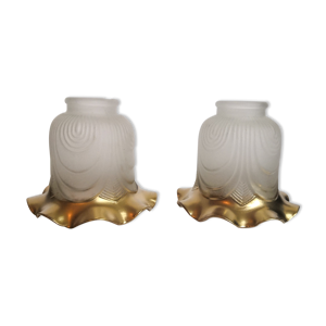 Lot de 2 abat-jour opaline
