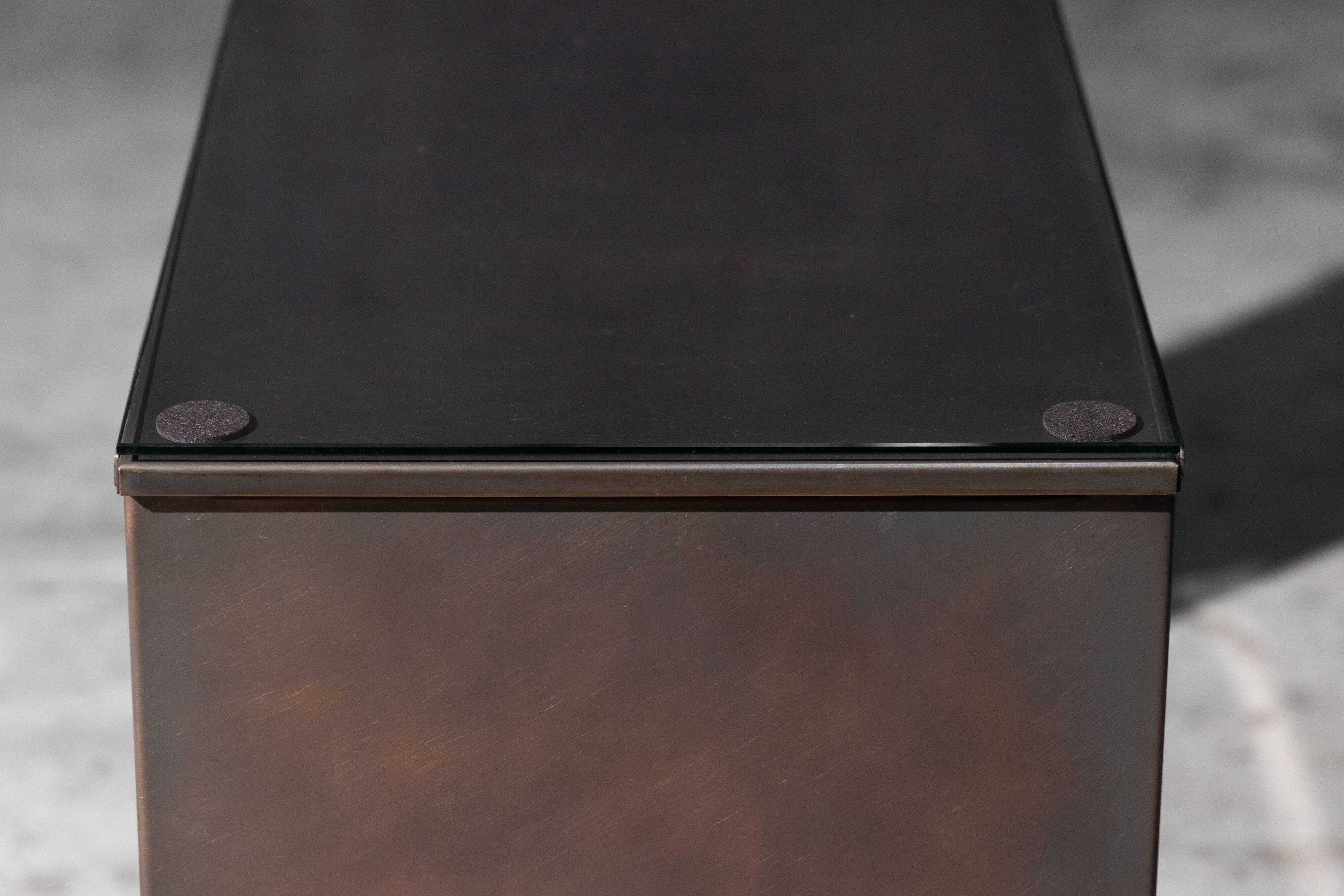 Console en bronze patiné par Belgochrom, Belgique, années 1970